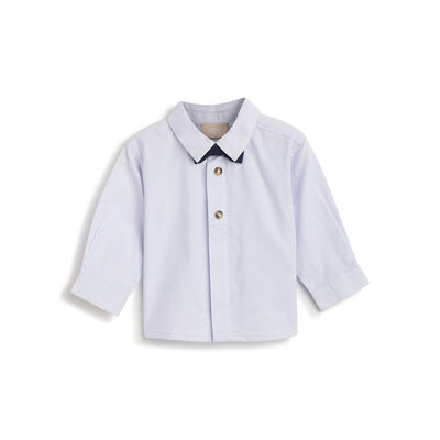 Boys Blue Solid Long Sleeve Shirt